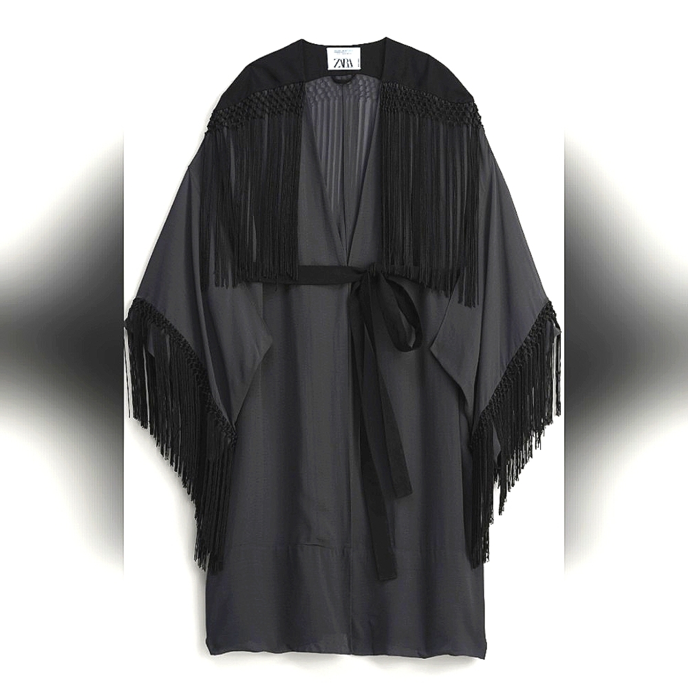 ZARA LIMITED EDITION STONE FRINGE KIMONO✨️✨️✨️ - Picture 7 of 10